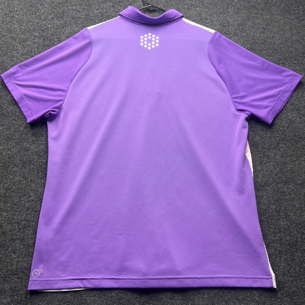 Puma Golf Polo Shirt Mens XL Purple White Geometric Zig Zag Sportlifestyle Logo - Picture 7 of 8